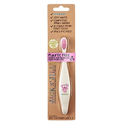 Jack N' Jill Kids Toothbrush - Extra Soft, Compostable Handle & Biodegradable Packaging - 1 Pack