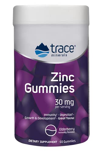 Trace Minerals Zinc Gummies - Immune Support, Vegan & Gluten Free, Elderberry Flavor - 30mg