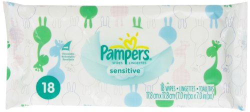 Pampers Sensitive Wipes - Clinically Proven Mild, Hypoallergenic for Baby's Delicate Skin - 18 Count