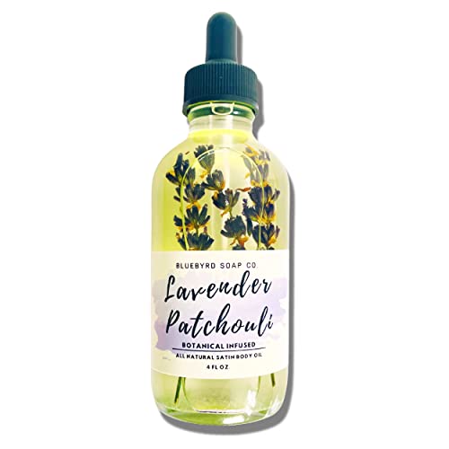 Bluebyrd Soap Co. Body Oil - Hydrating, Non-Greasy, Organic Shea & Jojoba - 4oz Lavender Patchouli