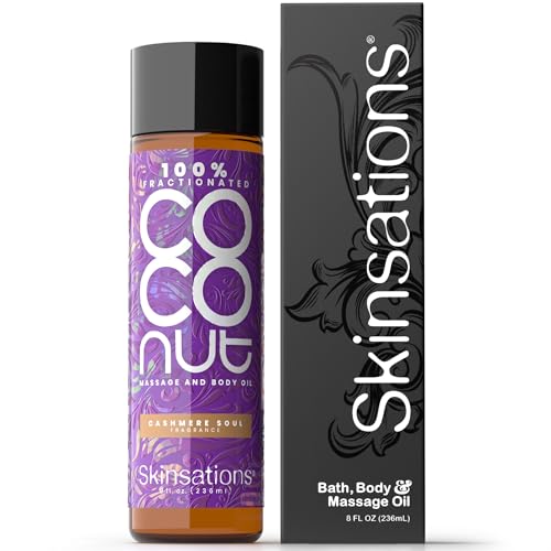 Skinsations Body Oil - Cashmere Soul Scent, Moisturizing Coconut Oil, Multi-Use - 8oz