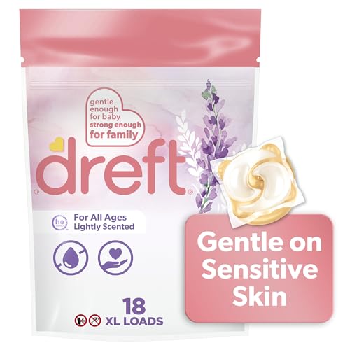 Dreft Laundry Detergent - 52% More Cleaning Power, Hypoallergenic, Lavender Scent - 18 Pacs