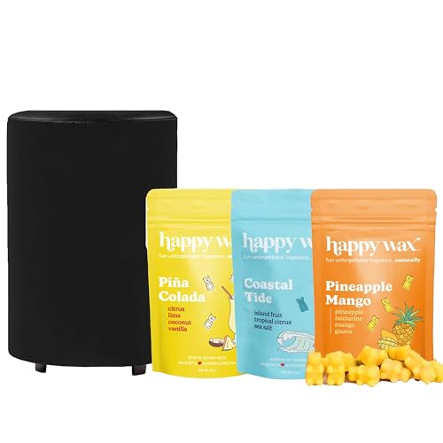 Happy Wax Mod Wax Warmer & Beach Mix Melts - Long-Lasting Scents, Auto Shut Off Timer - 6oz