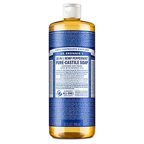 Dr. Bronner's Pure-Castile Liquid Soap - Organic & Fair Trade, 18-in-1 Uses - Peppermint, 32oz