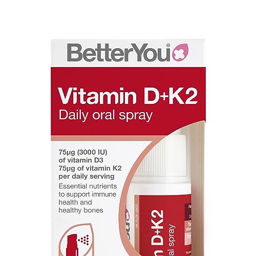 BetterYou Vitamin D & K2 Oral Spray - Supports Bone Health, Immune Function, Peppermint - 0.4oz