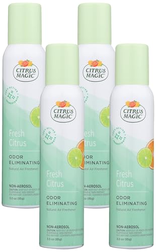 Citrus Magic Air Freshener Spray - Natural Odor Eliminator, Fresh Citrus - 3oz, Pack of 4