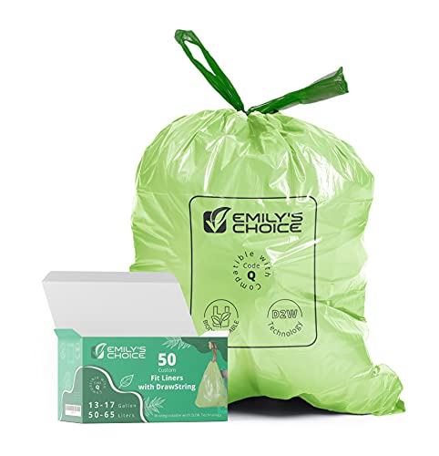 Trash Bags Biodegradable, 50 Count, Fits Simplehuman Code Q Bins, 50
