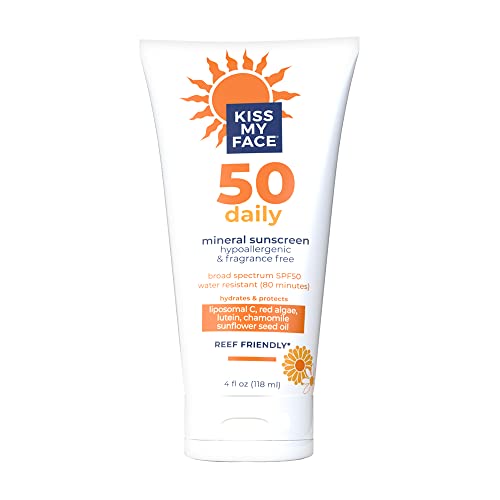 Kiss My Face Daily Sunscreen Lotion SPF 50 - Water-Resistant, Hypoallergenic - 4 fl oz