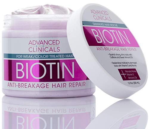 Advanced Clinicals Hair Mask - Strengthens & Hydrates Color-Treated Hair with Biotin, 12oz