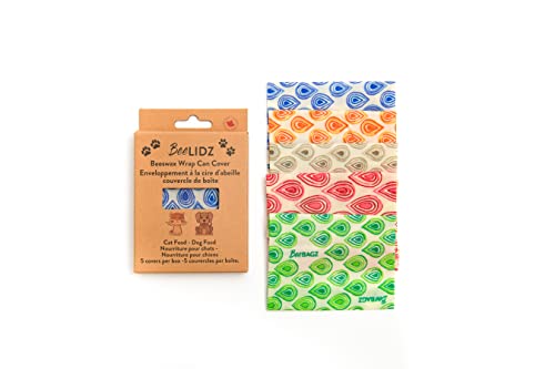 BeeLIDZ Beeswax Food Can Covers - Reusable, Self-Sealing, Biodegradable - Pack of 5 (5.5" x 5.5")