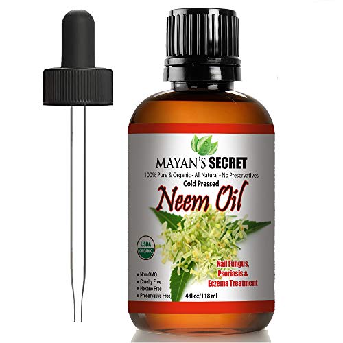 Mayan's Secret Organic Neem Oil - Nourishes Hair & Scalp, Moisturizes Skin - 4oz Glass Bottle