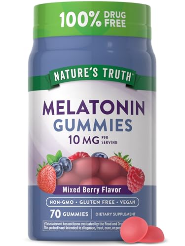 Nature's Truth Melatonin Gummies - 10mg Berry Flavor, Vegan, Non-GMO - 70 Count