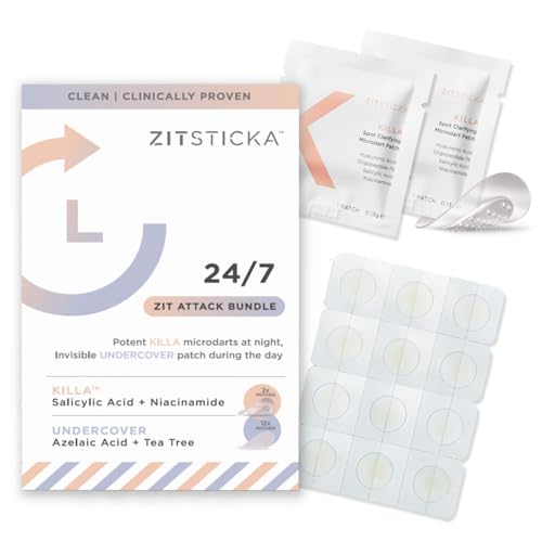 ZitSticka 24/7 Attack Bundle Acne Patches - Fast-Acting Microdart Technology, 14 Count