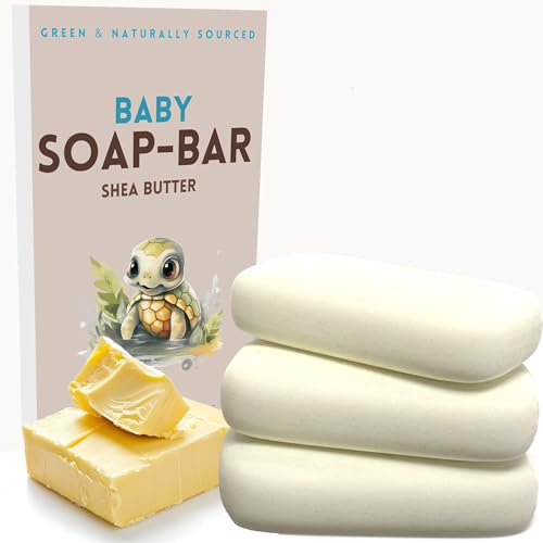 KELEBS Organic Baby Soap Bar - Hypoallergenic, Moisturizing Shea Butter - 3 Pack for Sensitive Skin