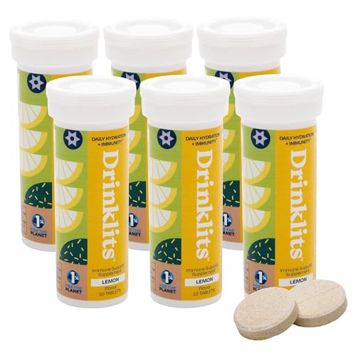 Drinklits Lemon Immune Defense Tablets - Boosts Immunity, Antioxidants, 60 Servings - 6 Tubes