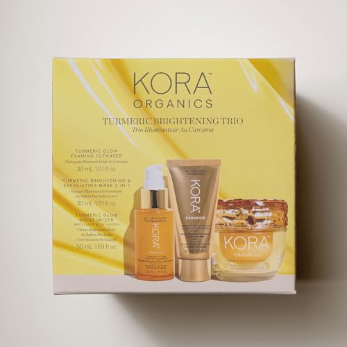 KORA Organics Skin Care Set - Brightens & Hydrates, Certified Organic - 3-Piece Gift Set
