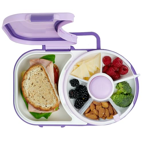 GoBe Kids Lunchbox - Interactive Snack Spinner, BPA-Free, 6 Compartments, Taro Purple