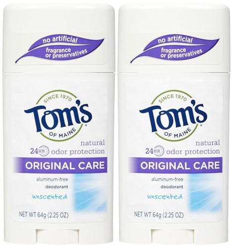 Tom's of Maine Deodorant Stick - 24-Hour Protection, Aloe Vera Hydration - Unscented, 2.25 oz - 2 pk