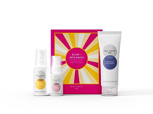 Balance Me Skin Care Set - Brightening Trio for Radiant Skin, Natural Ingredients - 3 Full Size