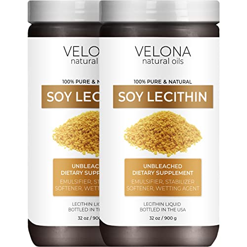 Velona Pure Liquid Soy Lecithin - Emulsifier for Skin & Digestion, Non-GMO - 64oz