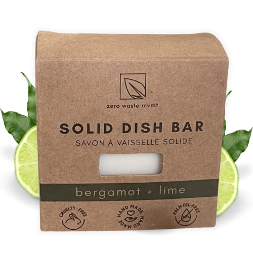 Zero Waste MVMT Solid Dish Soap Bar - Natural, Vegan & USDA Organic, Bergamot & Lime - 5.5oz