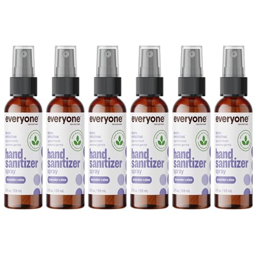 Everyone Hand Sanitizer Spray - 99.9% Effective, Lavender & Aloe, EWG Verified - 2oz (Pack of 6)