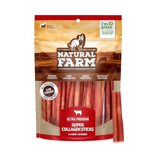 Natural Farm Dog Treats - Odor-Free Collagen Chews, Boosts Energy & Joint Health - 10-Pack