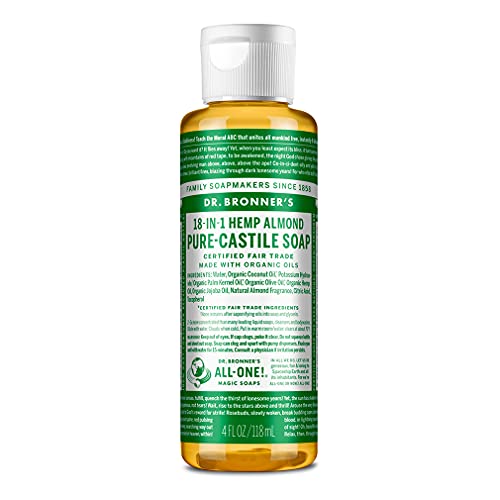 Dr. Bronner's Pure-Castile Liquid Soap - Organic Oils, Vegan, 18-in-1 Uses - Almond, 4oz