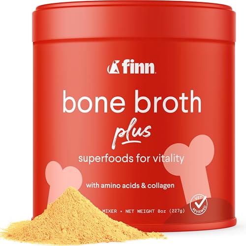 Finn Bone Broth Plus Dog Supplement - Joint Support with Collagen & Turmeric, 6 Ingredients - 8oz