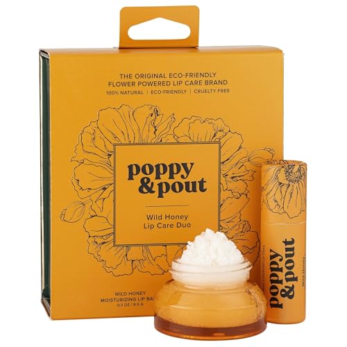 Poppy & Pout Lip Care Set - Hydrating Balm & Exfoliating Scrub, All Natural - 0.3oz Tubes