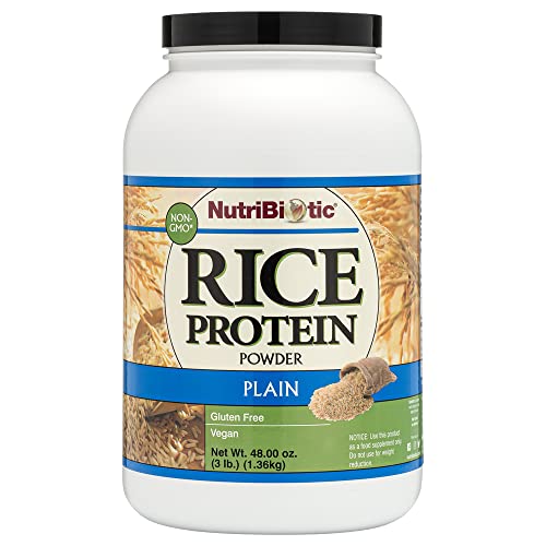 NutriBiotic Plain Rice Protein - 80% Protein, Vegan, Raw, Gluten-Free, 3 Lb