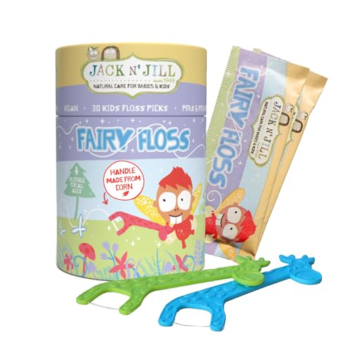 Jack N' Jill Children's Dental Care - Fun Giraffe Flossers, Plant-Based Handles - 30 Pack