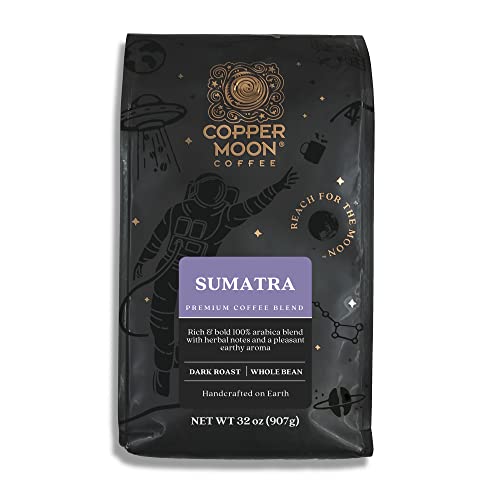 Copper Moon Dark Roast Coffee - Bold Flavor, Kosher Certified Whole Beans - 2 Lb Sumatra Blend