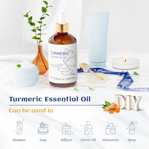 HIQILI Turmeric Essential Oil - Promotes Radiant Skin, Pure & Unfiltered - 100ML