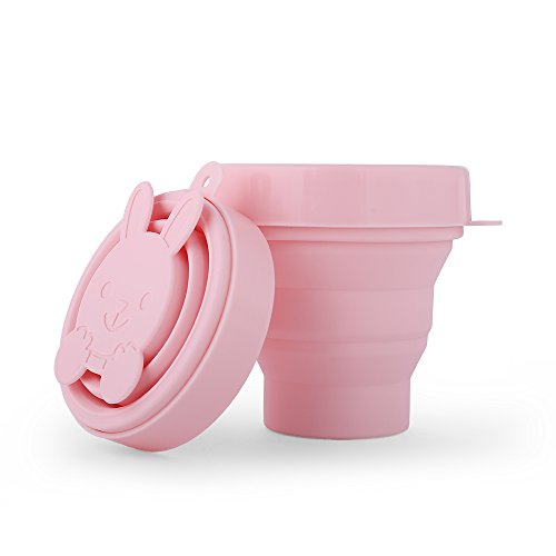 LUCKY CLOVER Collapsible Silicone Cup - BPA-Free Menstrual Sterilizer, Travel-Friendly - Cute Pink