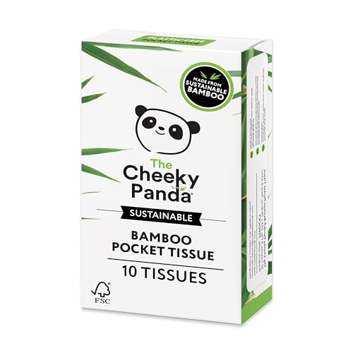 The Cheeky Panda Bamboo Pocket Tissues - Soft, Strong, Hypoallergenic, Travel Size - Pack of 10