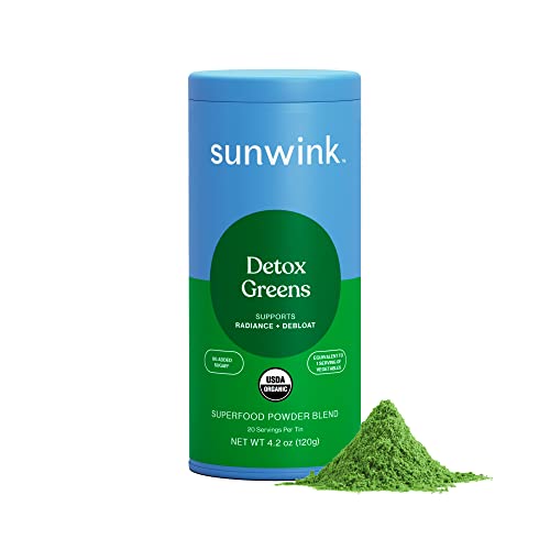 Sunwink Detox Powdered Greens - Supports Digestion & Radiance, Organic Ingredients - 4.2 oz