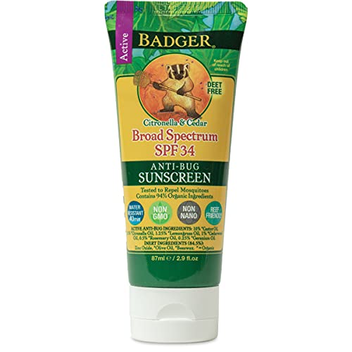 Badger Bug Repellent Sunscreen - DEET-Free, Broad Spectrum, Water Resistant - 2.9 fl oz