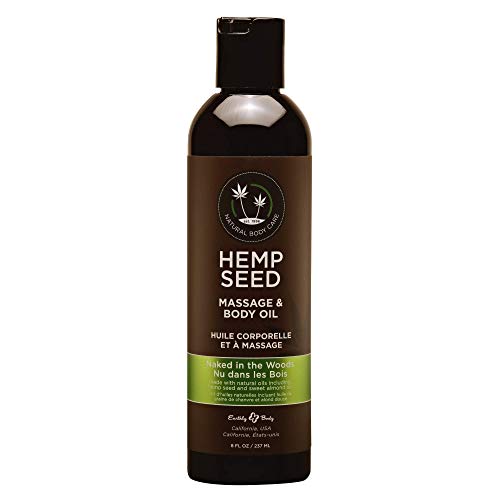 Earthly Body Hemp Seed Massage Oil - Nourishing, Moisturizing, 8 fl. oz. - Naked in The Woods Scent