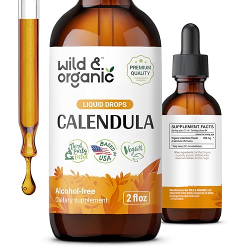 Wild & Organic Calendula Tincture - Immune Support, Alcohol-Free, Vegan - 84 Servings, 2 fl oz