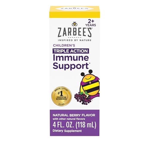 Zarbee's Herbal Supplement - Daily Immune Support with Elderberry, Vitamin C & Zinc - 4 fl oz