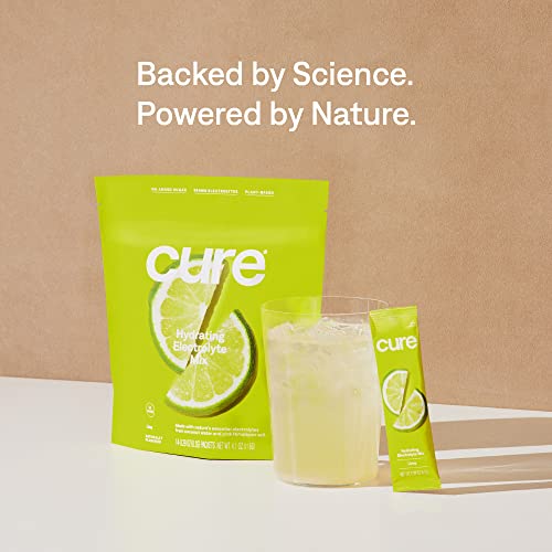 Cure Hydrating Electrolyte Mix - Rapid Hydration with Coconut Water, No Added Sugar - 28 Packets