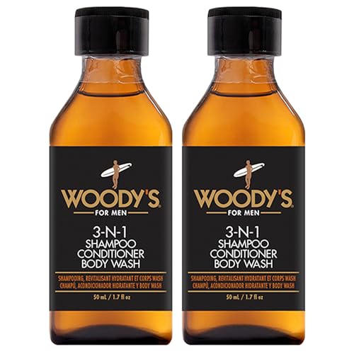 Woody's 3-in-1 Shampoo, Conditioner & Body Wash - Nourishes Hair & Skin, Travel Size - 1.7oz