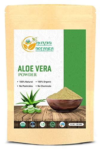 Herbs Botanica Aloe Vera Powder - Nourishes Skin & Hair, Vegan, Non-GMO - 5.3oz / 150g