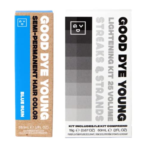 Good Dye Young Semi-Permanent Hair Dye - Vibrant Blue, Conditioning Formula with UV Protection - 2oz