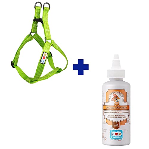 Pawtitas Pet Care Bundle - Durable Large Dog Harness & Natural Ear Cleaner for Relief - 100% Natural