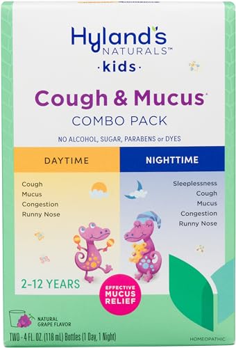 Hyland's Kids Cough Syrup Combo - Natural Relief for Cough, Mucus & Congestion, Grape Flavor - 8oz