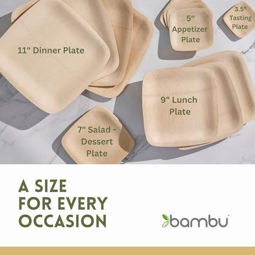 Bambu Compostable Bamboo Plates - 100% Natural, Durable & Lightweight - 3.5 Inch, 250 Pack