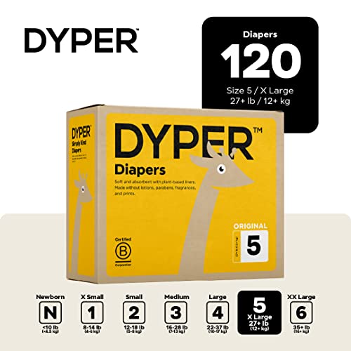 DYPER Bamboo Diapers Size 5 - Soft, Absorbent, Hypoallergenic, 224 Wipes Included