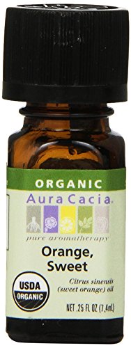 Aura Cacia Sweet Orange Essential Oil - Certified Organic, GC/MS Tested Purity - 7.4 ml